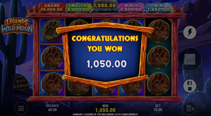 Legends of the Wild Moon - vitória total em Free Spins